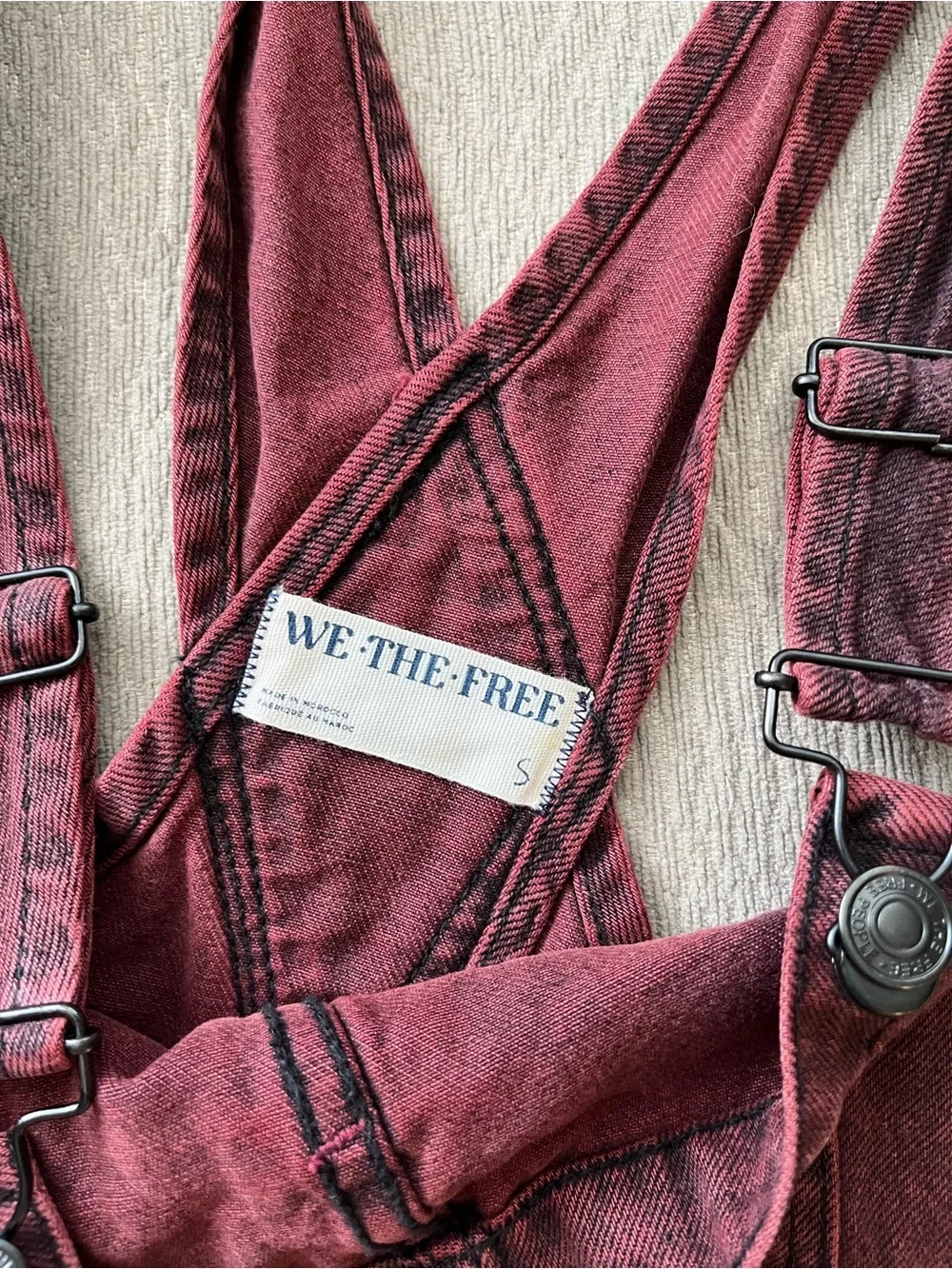 We The Free Maroon Short Denim Overalls - Picture 5 of 9